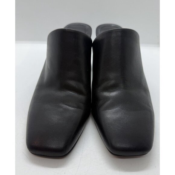 Mark Fisher Square Toe Mule Clog Womens Sz 6.5 Black Leather Chunky Heel Slip On - Picture 2 of 10